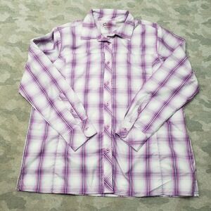 Worldwide Sportsman Top Womens XL Purple Long Sleeve Button-Up Fishing Outdoors